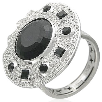 Кольцо с 267 бриллиантами, 8 ониксами из белого золота 750 пробы (арт. 300853)