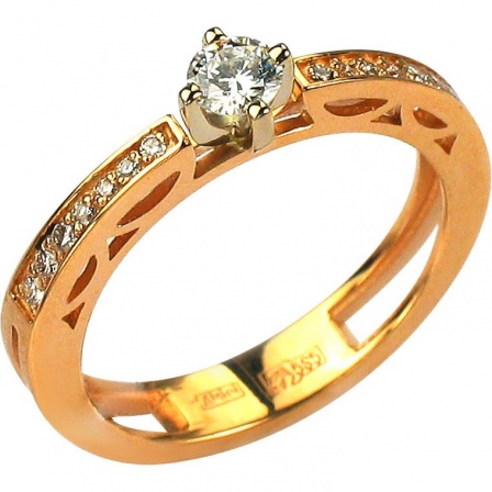 Кольцо с 15 бриллиантами из комбинированного золота 750 пробы (арт. 300886)
