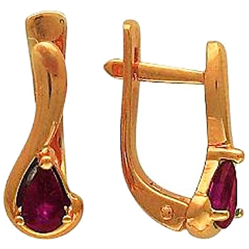 Серьги с 2 рубинами из красного золота (арт. 301452)