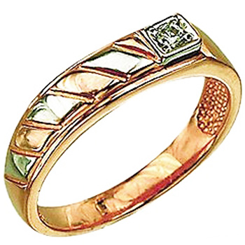 Кольцо с 1 бриллиантом из красного золота  (арт. 302134)