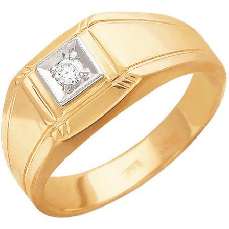 Кольцо с 1 бриллиантом из комбинированного золота  (арт. 302168)