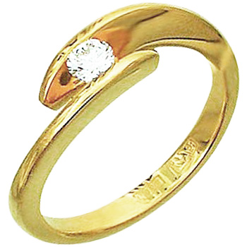 Кольцо с 1 бриллиантом из жёлтого золота 750 пробы (арт. 302313)