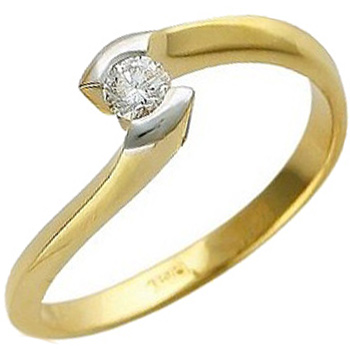Кольцо с 1 бриллиантом из жёлтого золота 750 пробы (арт. 302320)