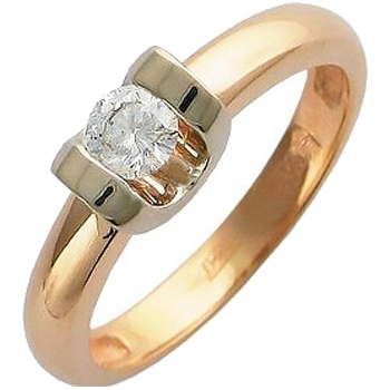 Яркое кольцо с 1 бриллиантом из комбинированного золота  (арт. 302378)