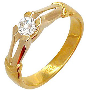 Кольцо с 1 бриллиантом из комбинированного золота 750 пробы (арт. 302435)