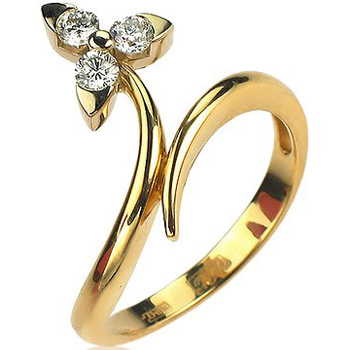 Кольцо Цветок с 3 бриллиантами из комбинированного золота 750 пробы (арт. 302454)