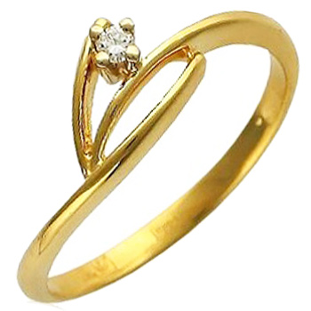 Кольцо с 1 бриллиантом из комбинированного золота 750 пробы (арт. 302462)