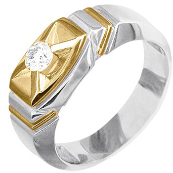 Кольцо с 1 бриллиантом из комбинированного золота  (арт. 302624)