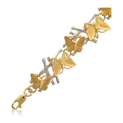 Браслет Бабочки декоративного плетения Бабочки с 14 бриллиантами из золота (арт. 303263)