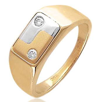 Кольцо с 2 бриллиантами из комбинированного золота  (арт. 303293)