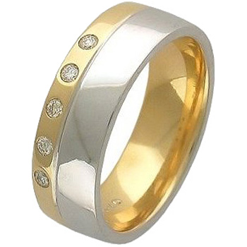 Кольцо с 5 бриллиантами из комбинированного золота  (арт. 303388)
