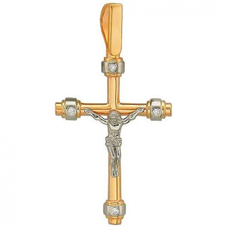Крестик с бриллиантами из комбинированного золота (арт. 313890)