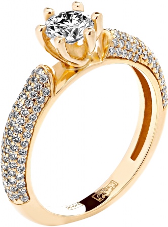 Кольцо с бриллиантами из желтого золота 750 пробы (арт. 315044)