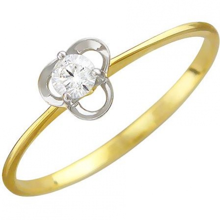 Кольцо Цветок с бриллиантом из желтого золота (арт. 316074)
