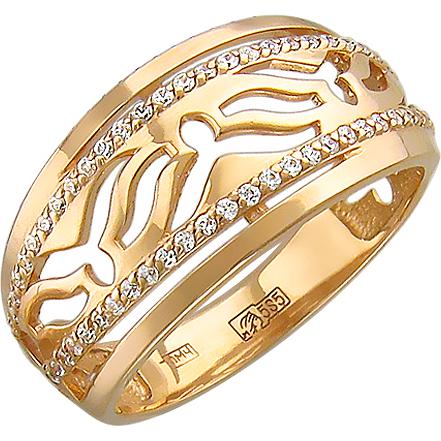 Кольцо с фианитами из красного золота (арт. 316101)