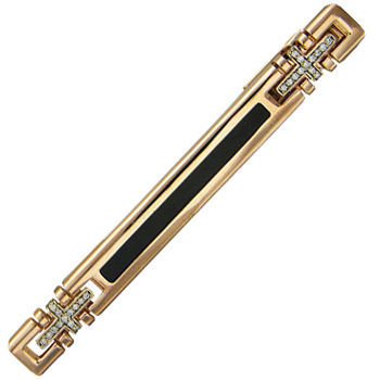 Зажим для галстука с бриллиантами, эмалью из комбинированного золота (арт. 316439)