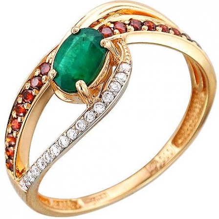 Кольцо с бриллиантами, изумрудом из красного золота (арт. 316474)