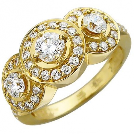 Кольцо с бриллиантами из желтого золота 750 пробы (арт. 316522)