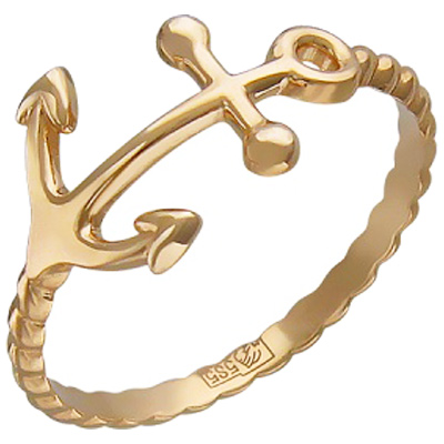 Кольцо с подвеской Якорь из красного золота (арт. 316831)