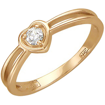 Кольцо Сердце с бриллиантом из красного золота (арт. 320199)