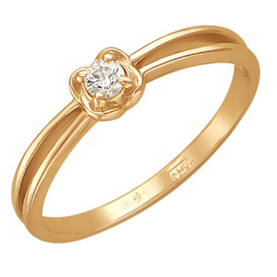 Кольцо с бриллиантом из красного золота (арт. 320842)