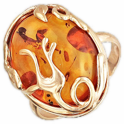 Кольцо с янтарем из серебра (арт. 320888)