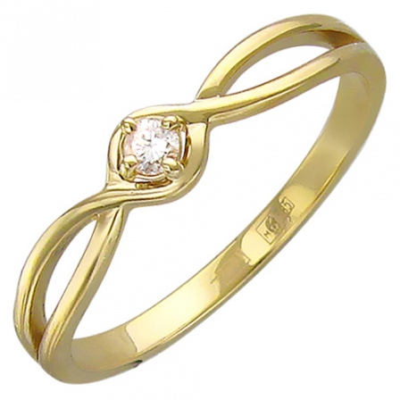 Кольцо с бриллиантом из желтого золота (арт. 323040)