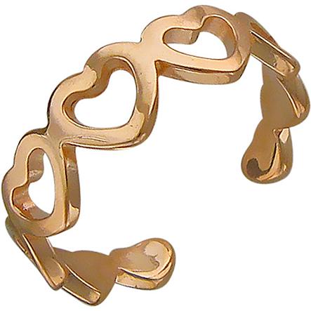 Кольцо безразмерное Сердечки из красного золота (арт. 323465)