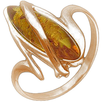 Кольцо с янтарем из серебра с позолотой (арт. 323610)