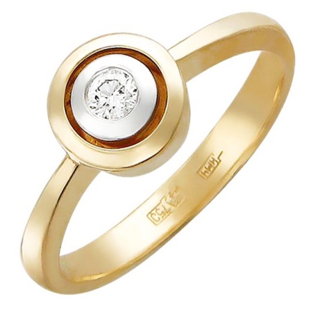 Кольцо с бриллиантом из комбинированного золота (арт. 324625)