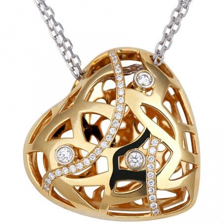 Колье Сердце с бриллиантами из комбинированного золота 750 пробы (арт. 324715)