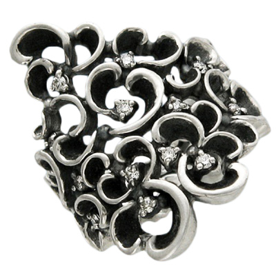 Кольцо с бриллиантами из серебра (арт. 325639)