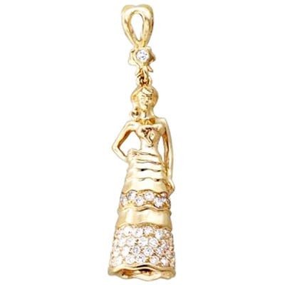 Подвеска Девушка с бриллиантами из желтого золота (арт. 325745)