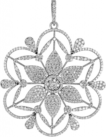 Подвеска Цветок с бриллиантами из белого золота 750 пробы (арт. 325774)