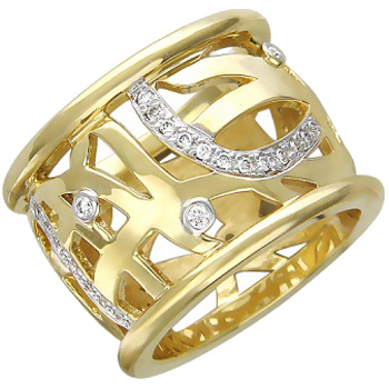 Кольцо с бриллиантами из комбинированного золота 750 пробы (арт. 327122)