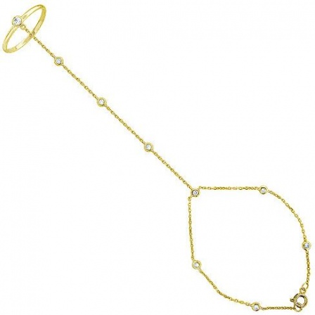 Браслет с кольцом с бриллиантами из желтого золота (арт. 327331)