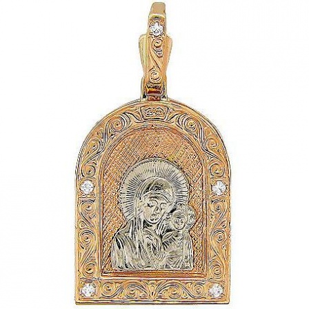 Подвеска-иконка "Богородица Казанская" с фианитами из комбинированного (арт. 327738)