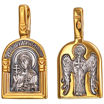 Подвеска-иконка "Святая Мария Магдалина" из чернёного серебра с позолотой (арт. 332969)