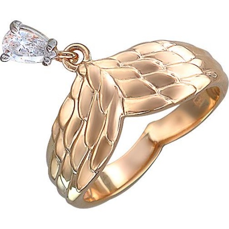 Кольцо с подвеской Крылья с фианитом из комбинированного золота (арт. 333940)