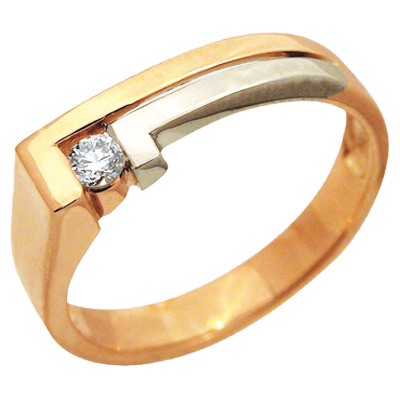 Кольцо с бриллиантом из комбинированного золота (арт. 335688)