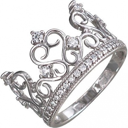 Кольцо Корона с фианитами из серебра (арт. 337839)