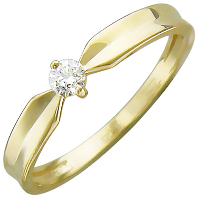 Кольцо с бриллиантом из желтого золота (арт. 337899)