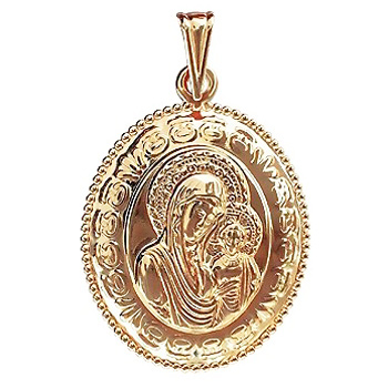 Подвеска-иконка "Казанская Богородица" из красного золота (арт. 341261)