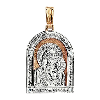 Подвеска-иконка "Казанская Богородица" из красного золота (арт. 341799)