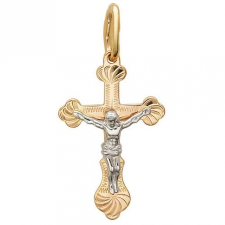 Крестик из комбинированного золота (арт. 342829)