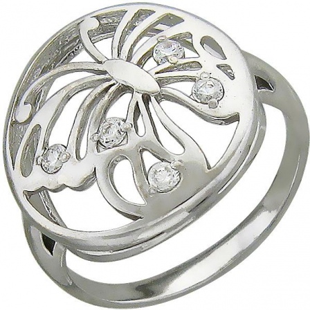 Кольцо Бабочка с фианитами из серебра (арт. 346957)