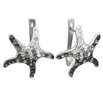 Серьги Морские звезды с кристаллами swarovski из серебра (арт. 348174)