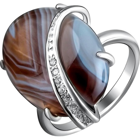 Кольцо с кварцем, фианитом из серебра (арт. 348798)