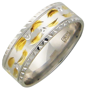 Обручальное кольцо из белого золота  (арт. 351715)