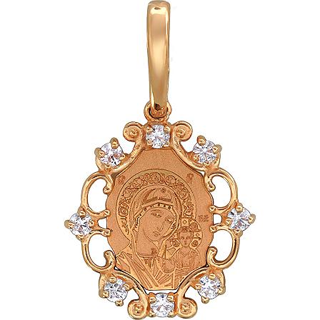 Подвеска-иконка "Казанская Богородица" из красного золота (арт. 352025)
